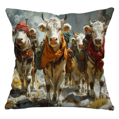 Cotton Blend Reversible Throw Pillow