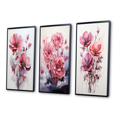 «Pink Minimalisme Simplicity In Bloom», 3 pièces sur toile