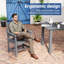 7-Piece HIPS Outdoor Dining Set with Umbrella Hole, All-Weather Patio Table and 6 Chairs for Yard Poolside-2065976468