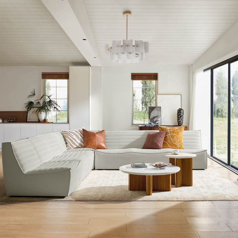  Canapé modulaire moderne l 118,5 po Jacinto, Mélange de polyester gris
