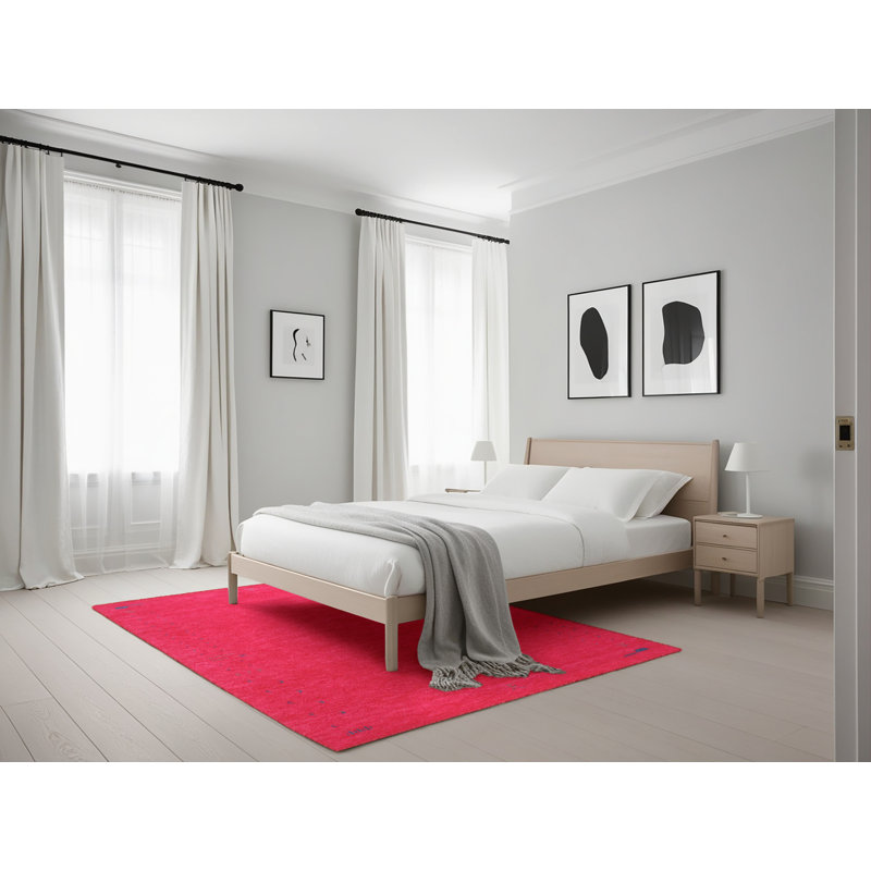 Tapis de zone rouge/noir contemporaine, Rectangle 5 pi x 7 pi