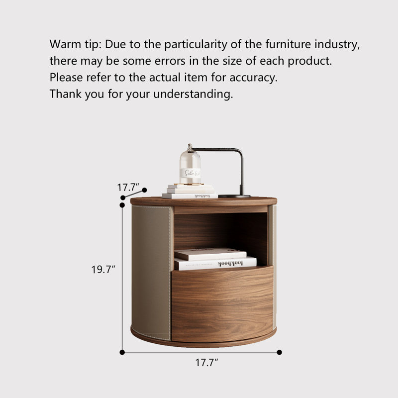 Table de chevet en cuir de style contemporain avec tiroir pour chambre à coucher