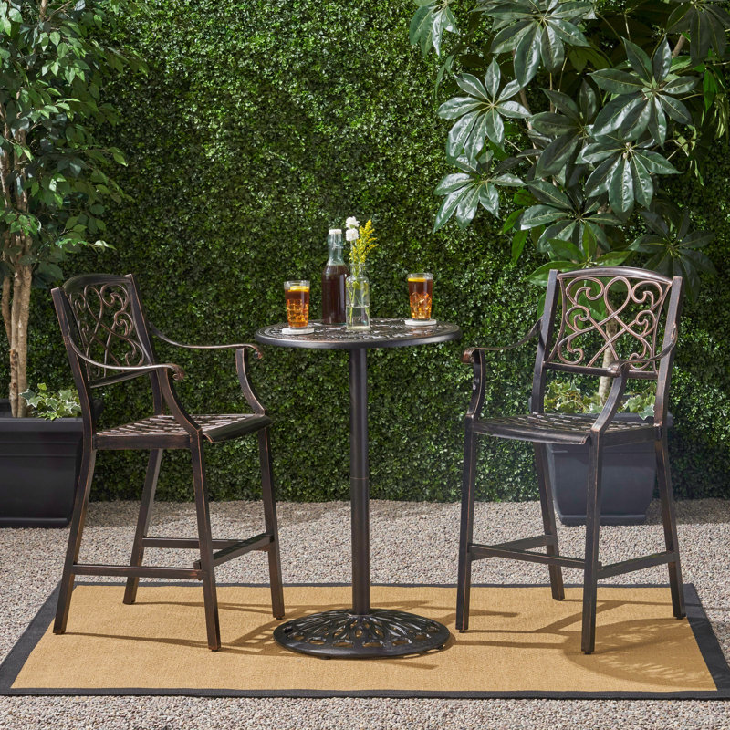 Ensemble de bistro 3 pièces circulaire pour l’extérieur Hewlett