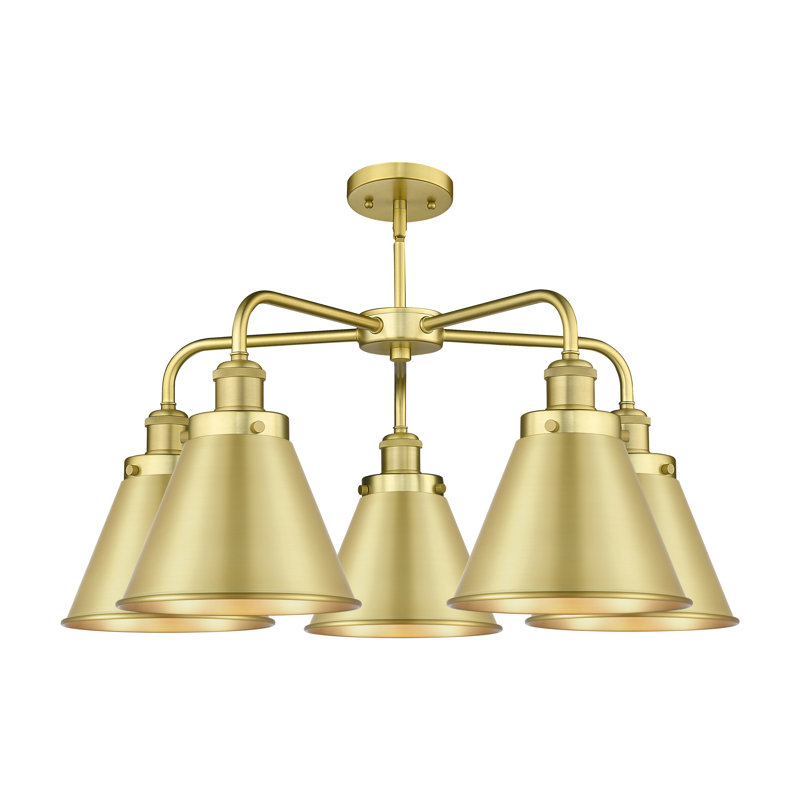 Lustre traditionnel / classique à 5 lumières Amalle, Or satiné, Or satiné