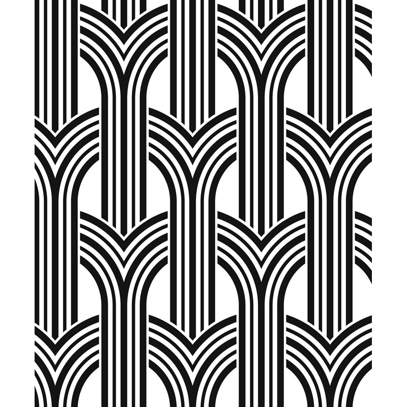 Mercer41 Onyx Geometric Arches Peel And Stick Wallpaper, Black;White