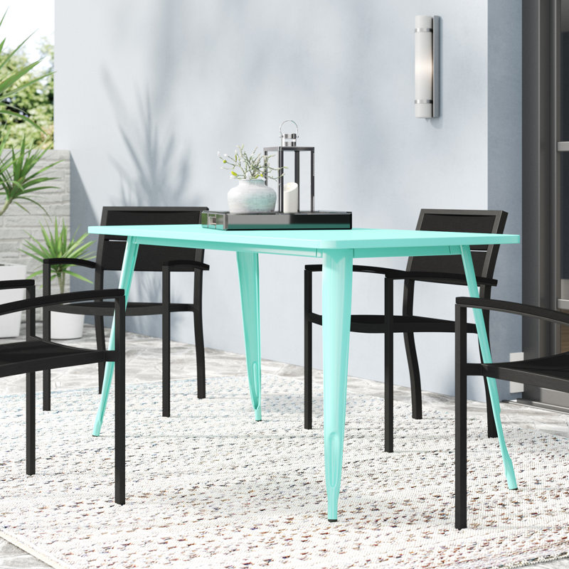 Table rectangulaire en métal pour l'intérieur et l'extérieur 31,5 po x 63 po Eure - table industrielle, Vert menthe
