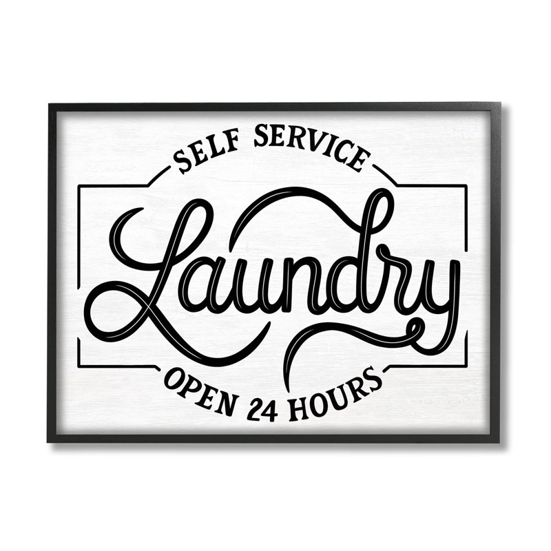 «Self Service Laundry Open», art de la giclée par Jalynn Heerdt, Giclée encadrée noir minuit, H 11 po x l 14 po x P 1,5 po
