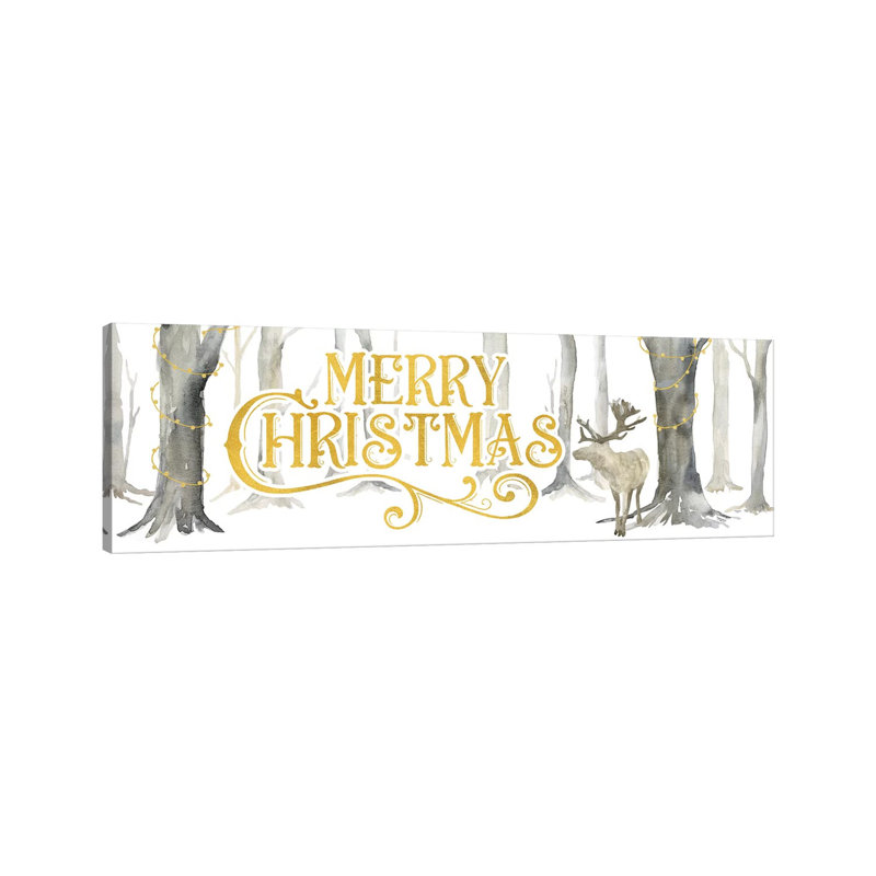 Christmas Forest Panel I-Merry Christmas by Tara Reed - Wrapped Canvas Panoramic Print