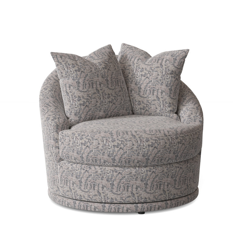 Fauteuil demi-tonneau pivotant 36,5 W Alanna, Tissu performance gris marbré