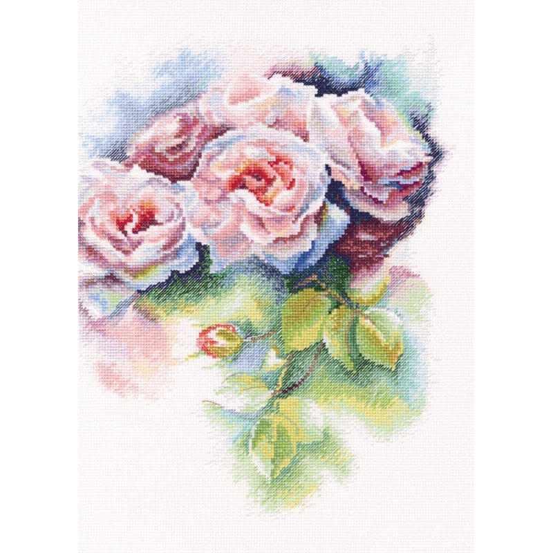 Trousse de broderie au point de croix compté Roses aquarelle Pink Bliss de RTO M547