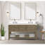 Meuble-lavabo double en chêne gris 60 po X P 22 po D, avec plateau en quartz blanc-117970902-117970905