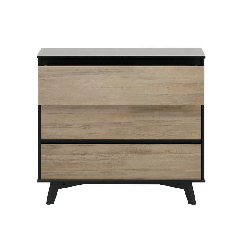Commode 3 tiroirs Brubaker, Noir / blond