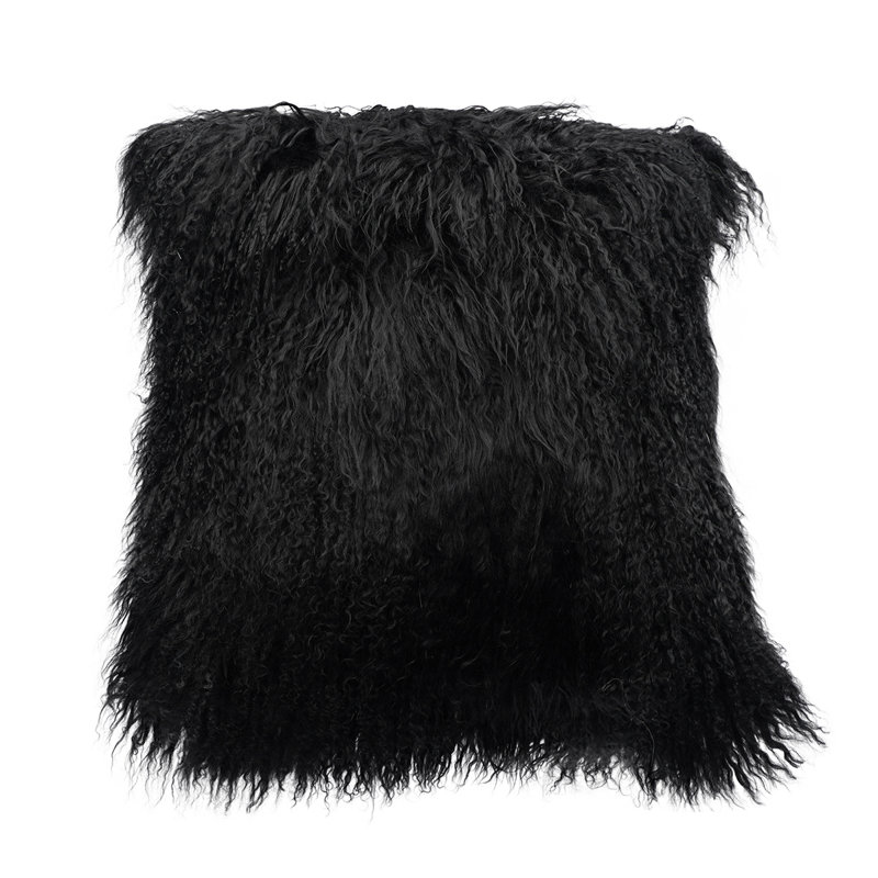 Tibetan Square Pillow Cover & Insert, Black, 26" x 26", Solid Color