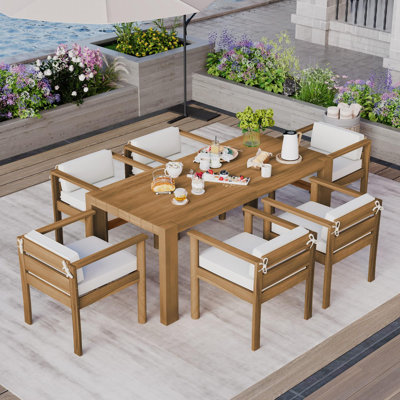 Kivara 70.8" L Rectangular 6-Person Outdoor Dining Set with Cushions