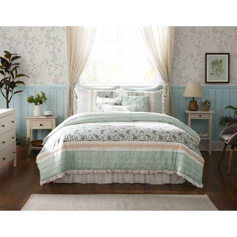 Lit Dawn King Bedding, Édredon très grand californien + 8 pièces suppl, Turquoise