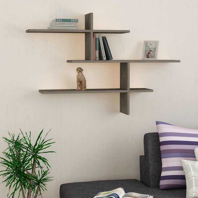 Felicia 3 Piece Floating Shelf, Dark Coffee