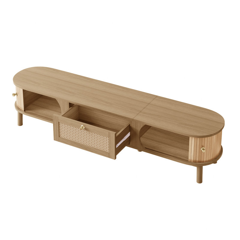 TV Stand for TVs up to 75", Natural Wood