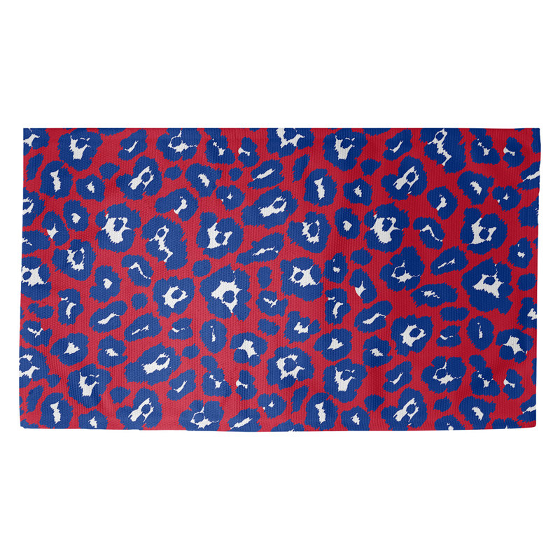 Tapis rouge / bleu à imprimé animal, Rectangle 3 pi x 5 pi