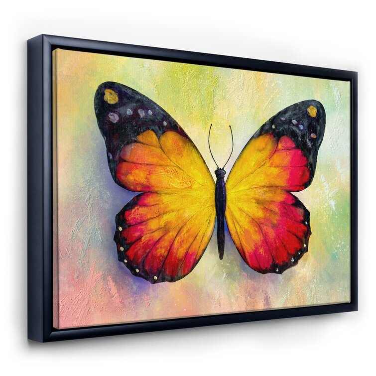 Bright Monarch Orange and Black Butterfly - Painting Print on Canvas East Urban Home Size: 30 H x 40 W x 1.5 D, Format: Gold Framed Canvas