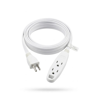 15 Ft. 3-Prong Outlet White Extension Cord
