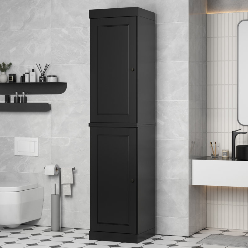 16.5" W Solid Wood Bathroom Cabinet, Black