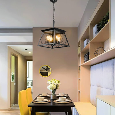4- Ceiling For Dining Room Black, Rustproof Material, Adjustable Chain, Retro Style, No Bulbs Included Iron In Corrosion, Chain Length, Look,