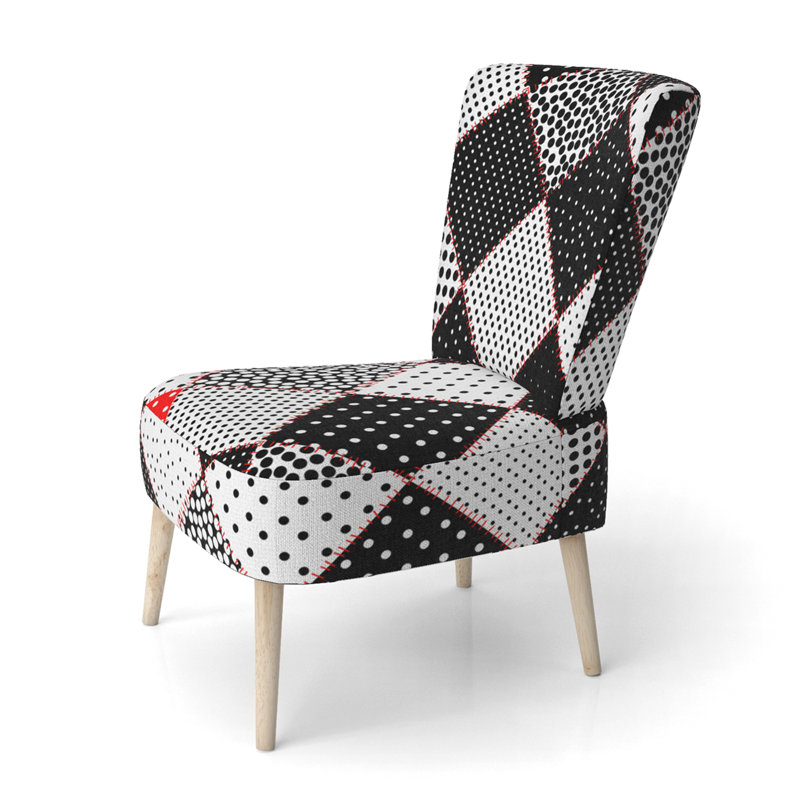 Black And White Patchwork - Upholstered Patterned Accent Side Chair