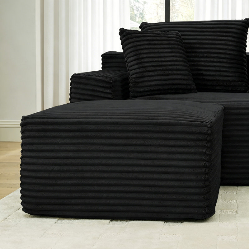 Boneless 115"Modular Sectional Corduroy Couch with 2 Ottomans,Luxury Durable Comfort U Shaped Sofa,No Assembly Required for Living Room
