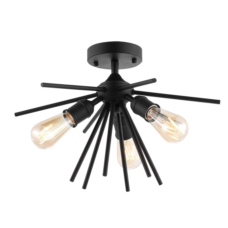 Plafonnier semi-encastré 3 lumières Prudence Spoutnik, Noir