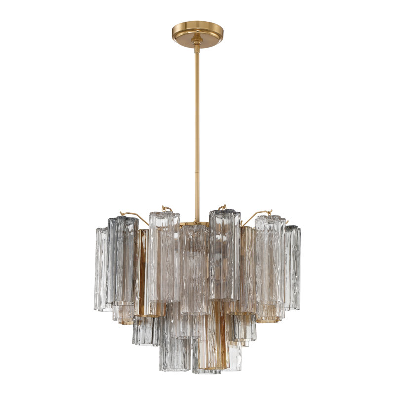 Arras 9-Light Chandelier, H 14 po x l 19,75 po x P 19,75 po, Gris/Jaune, Laiton vieilli