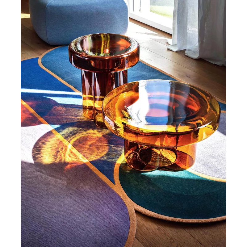Glass End Table, Amber