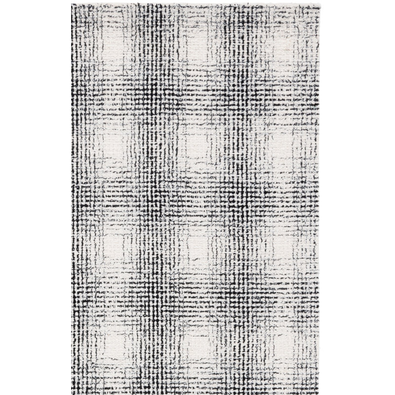 Cuda Ebony Hand Tufted Wool & Cotton Geometric Rug, Runner 2'3" x 8'