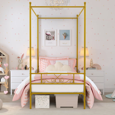 Kelm Twin Metal Canopy Bed by Viv + Rae