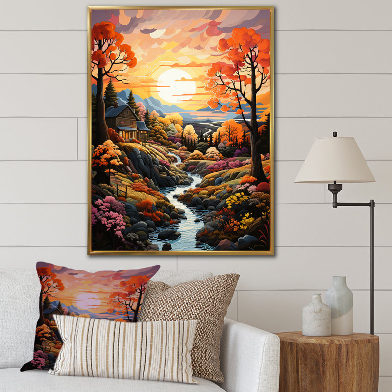 Reproduction sur toile, "Nature Connaissance Simplicity At Sunrise", H 32 po x l 24 po x P 1 po, Cadre flottant doré