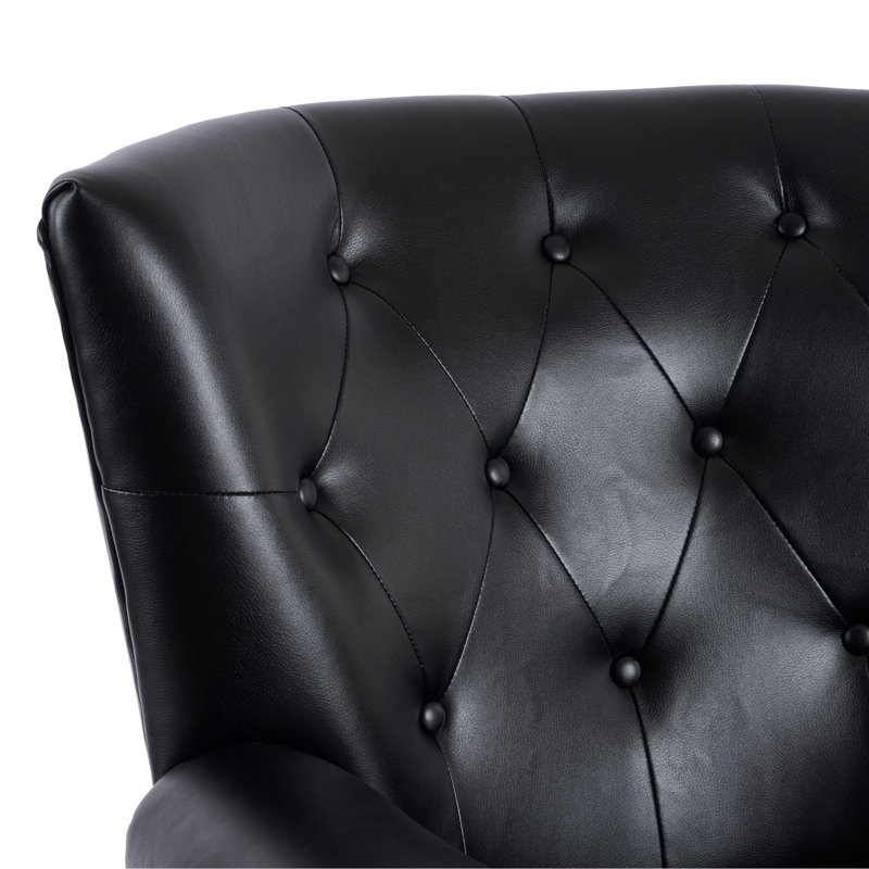 Fauteuil à oreilles 24 po en similicuir, Similicuir noir
