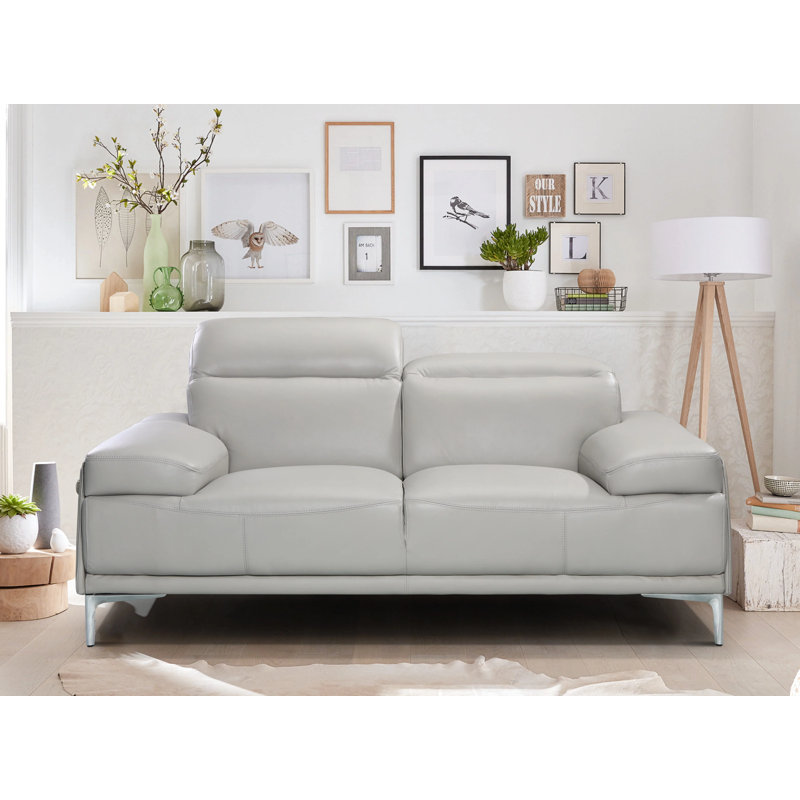 Mcglynn Upholstered 86'' Sofa, Light Gray Faux Leather, 36.6" H x 72" W x 38" D