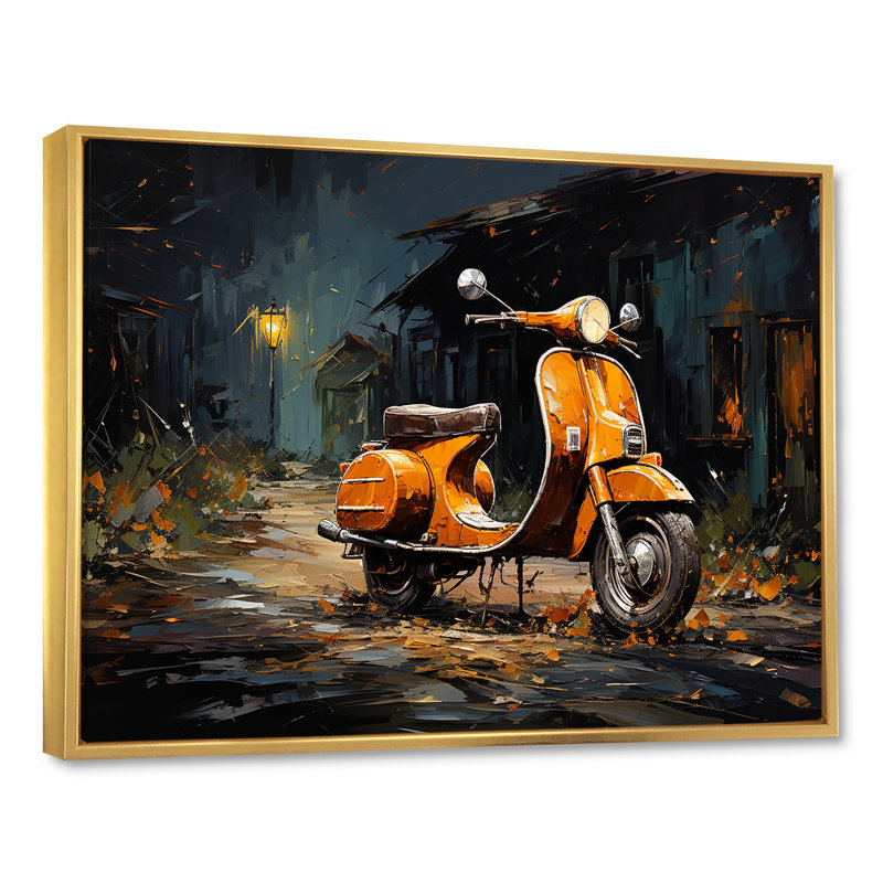 Scooter aventures sur toile, Cadre flottant doré, H 12 po x l 20 po x P 1 po