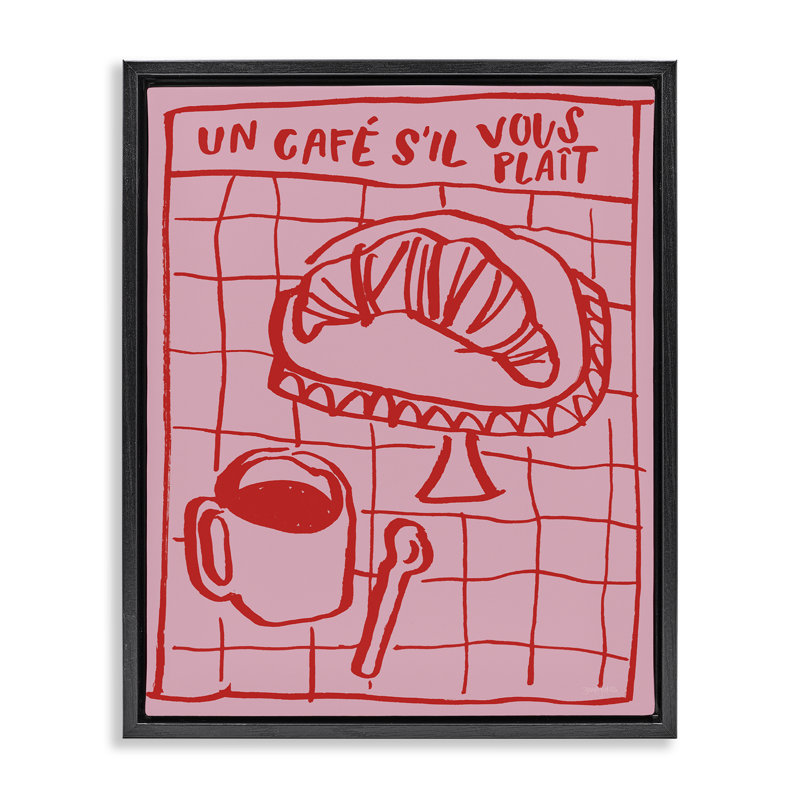 Cadre flottant Cafe Brunch Doodles, design par Jenaya Jackson, Cadre flottant noir de jais, H 31 po x l 25 po