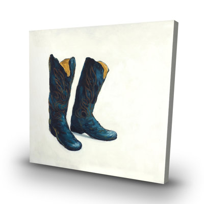 Leather cowboy boots - 32"x32" art on canvas