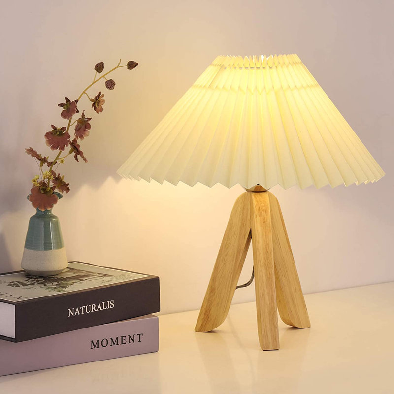Lampe de chevet moderne abat-jour trépied pliable gris