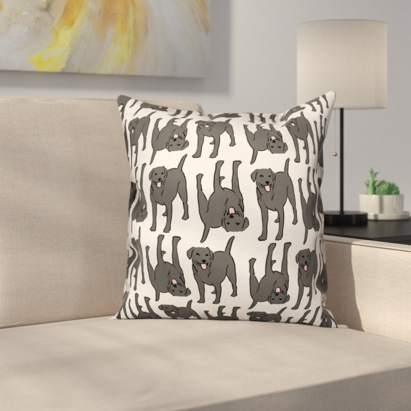 All The Labs Square Pillow Cover, 16" x 16", Black, Polyester/Polyfill