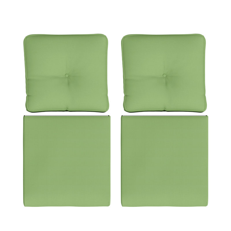 Coussin d'extérieur à assise profonde avec tissu en oléfine (ensemble de 2), Vert