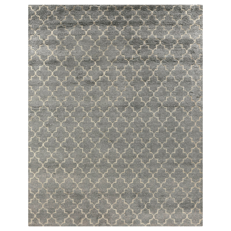 Lux Look Geometric Area Rug in Silver, Rectangle 12' x 15'