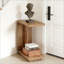 Table de bout d'appoint moderne en bois en C avec tablettes doubles