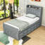  Lit polyvalent avec rangement de tiroir Ahlrike, prises intégrées et lit gigogne simple-583256397-583256396