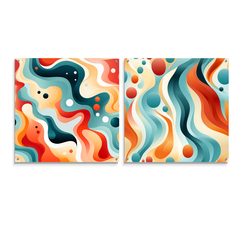 «Minimalist Abstraction I», ensemble de 2 peintures murales abstraites géométriques en acrylique, H 36 po x l 73 po