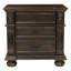 Table de chevet 3 cerises foncées avec des reflets dorés pour une chambre à coucher attrayante 3 tiroirs et des reflets classiques