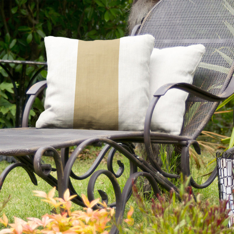 Housse de coussin , 20 po x 20 po, Blanc / Doré, Bourre en polyester