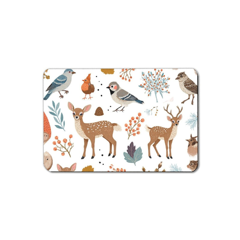 Tapis pour salle de bain à motif d'animaux de la forêt, 16 x 24