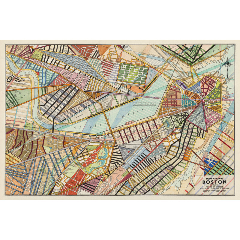 Modern Map Of Boston by Nikki Galapon - Wrapped Canvas Print, 30cm H x 46cm W